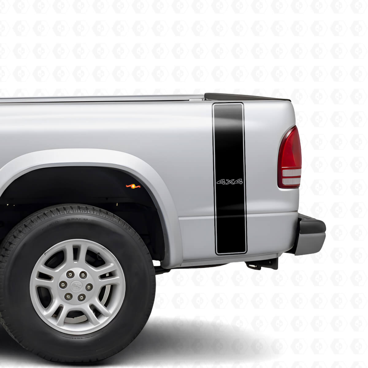 4x4 Outline Stripes Rear Side Vinyl Decal Kit for Dodge Dakota 1997+