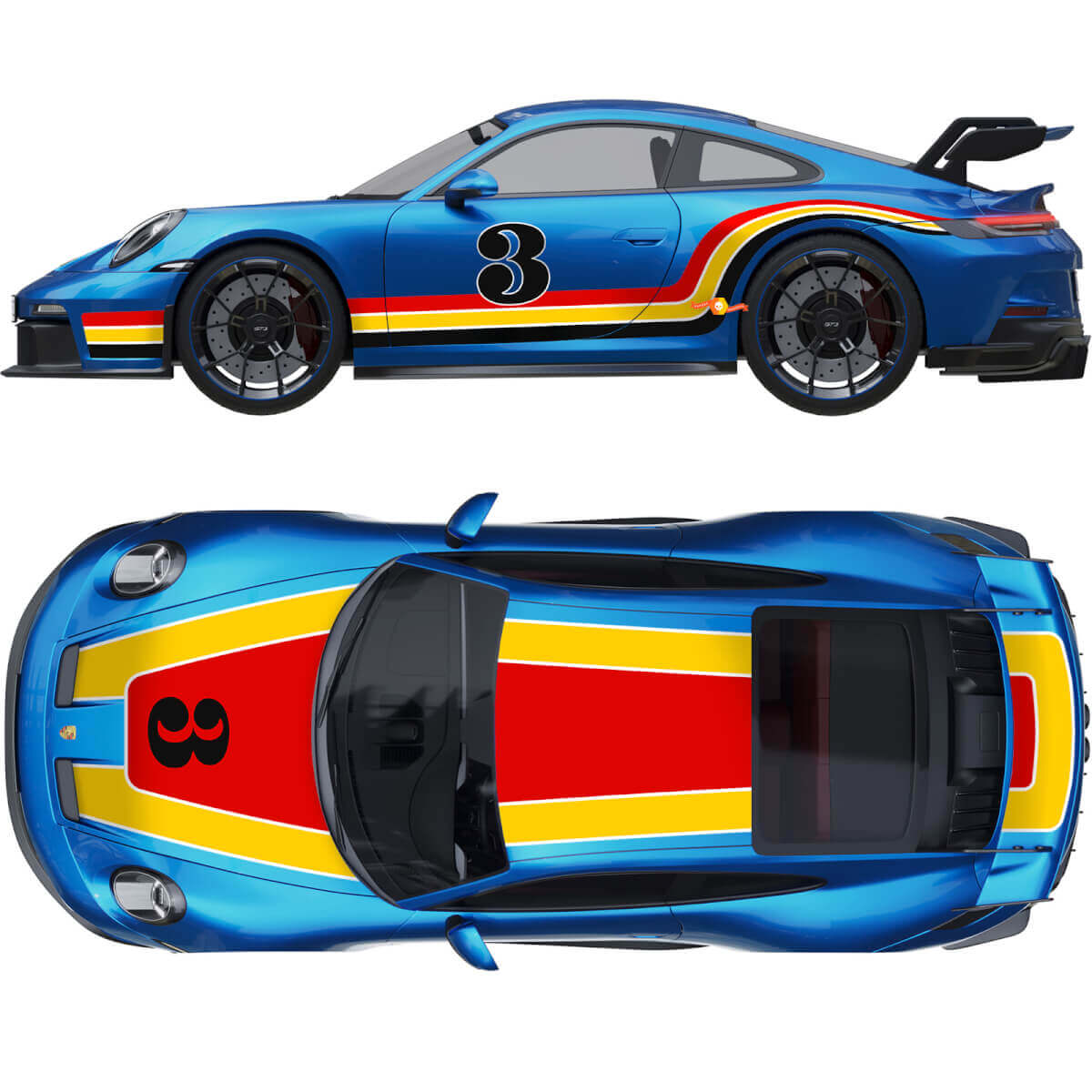Racing Style Stripes Full Kit Vinyl Decal for Porsche 911 GT3 RS
