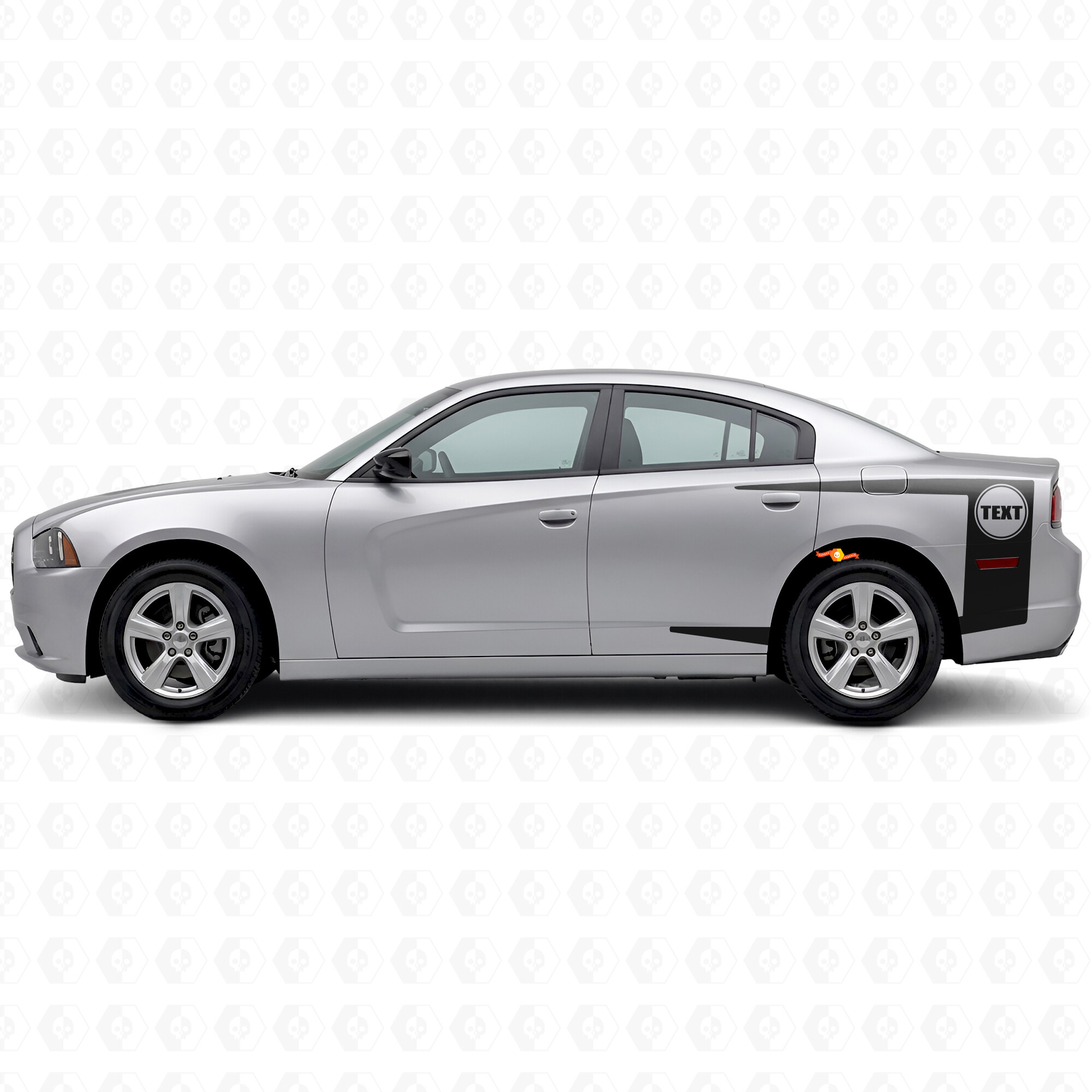 Stripes with Custom Text Bedside Vinyl Decal Sticker for Dodge Charger 2011-2014