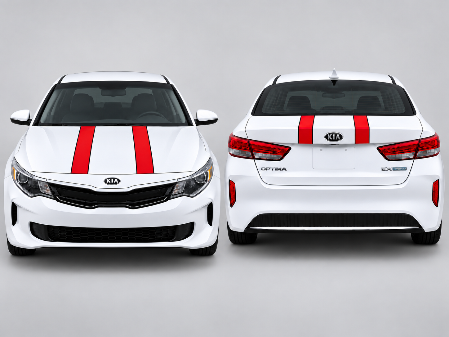 Dual Racing Stripes Hood and Trunk Vinyl Decal Kit for Kia Optima  – Stylish Car Sticker