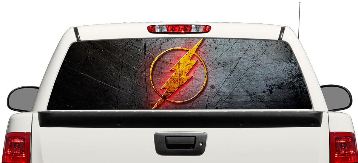 Flash Logo DC Comics Rear Window Vinyl Decal for Pick-up Trucks SUVs