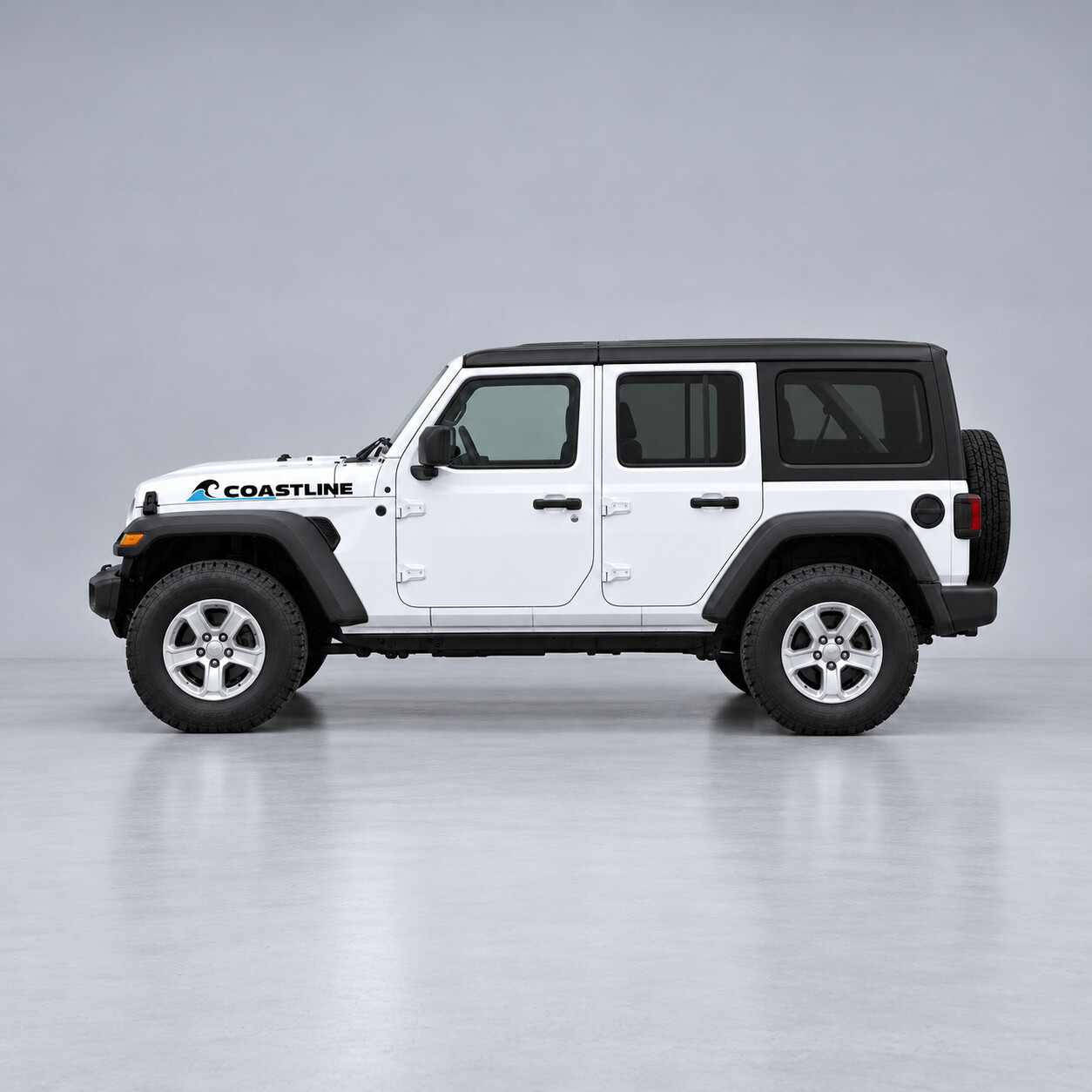 Coastline Wave Shoulder Hood Vinyl Decal Sticker for Jeep Wrangler 2021