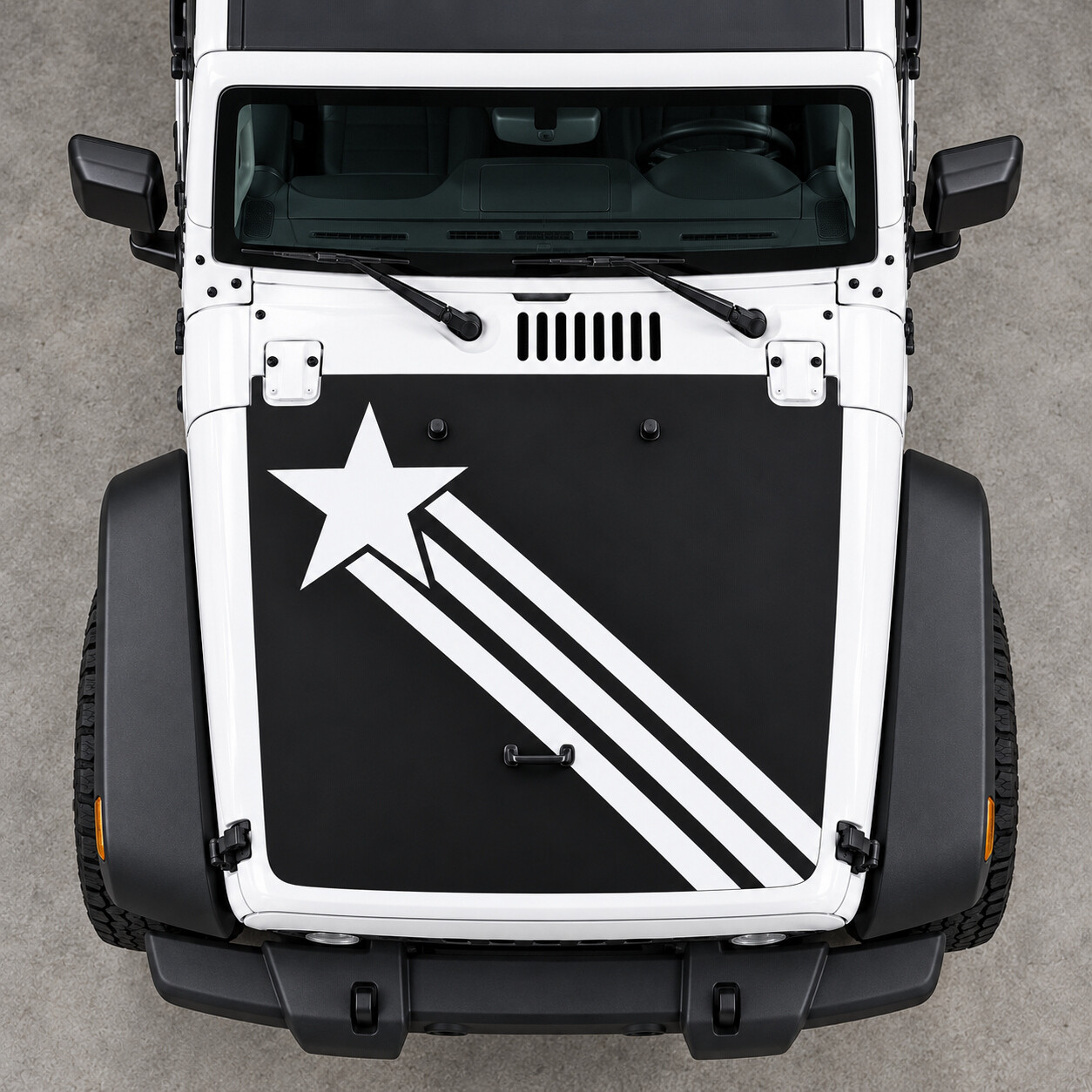 Star Trail Hood Vinyl Decal Sticker for Jeep Wrangler 2014