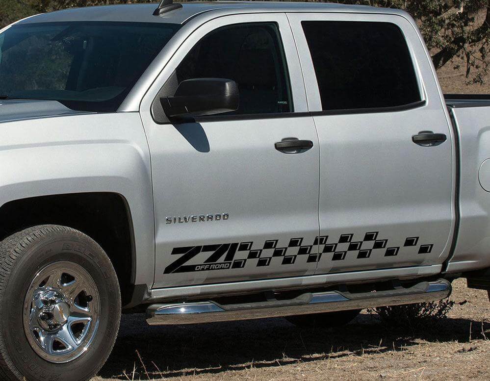 Checkered Style Side Door Vinyl Decal Sticker for Chevrolet Silverado