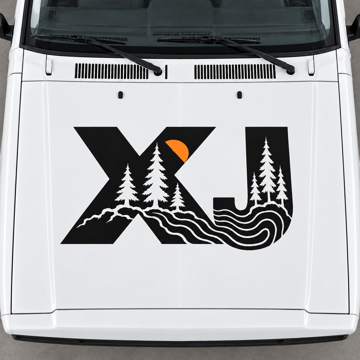XJ Sport Forest Letter Hood Vinyl Decal Sticker for Jeep Cherokee 1999