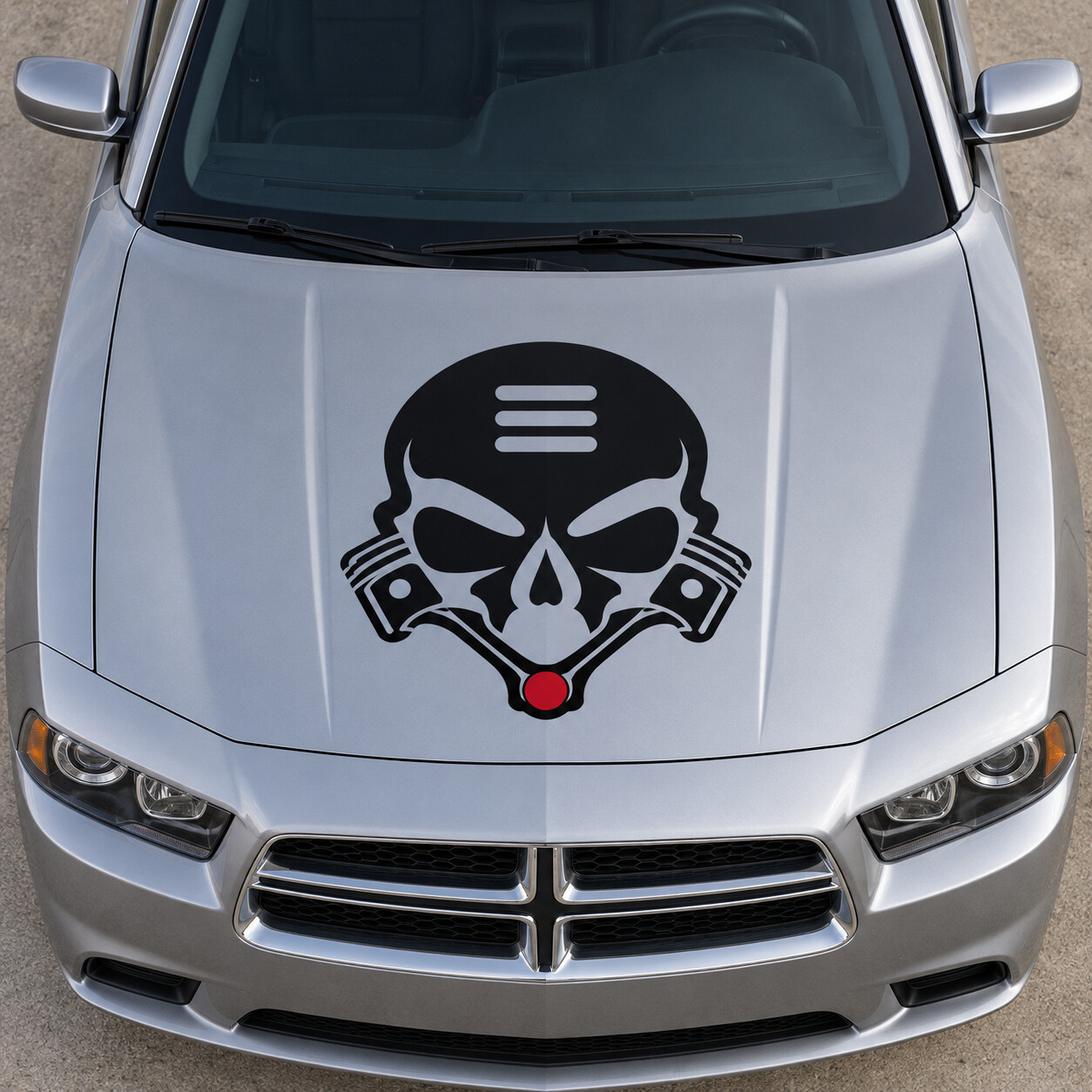 Piston Skull SE Hood Vinyl Decal Sticker for Dodge Charger 2014