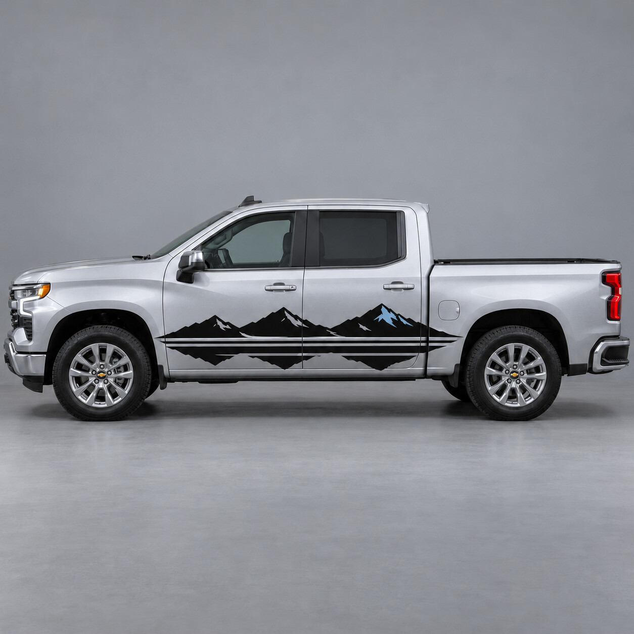 Summit Reflection Mountain Stripes Side Vinyl Decal Sticker for Chevrolet Silverado 1500 LT Crew Cab T1XX 2022–2026