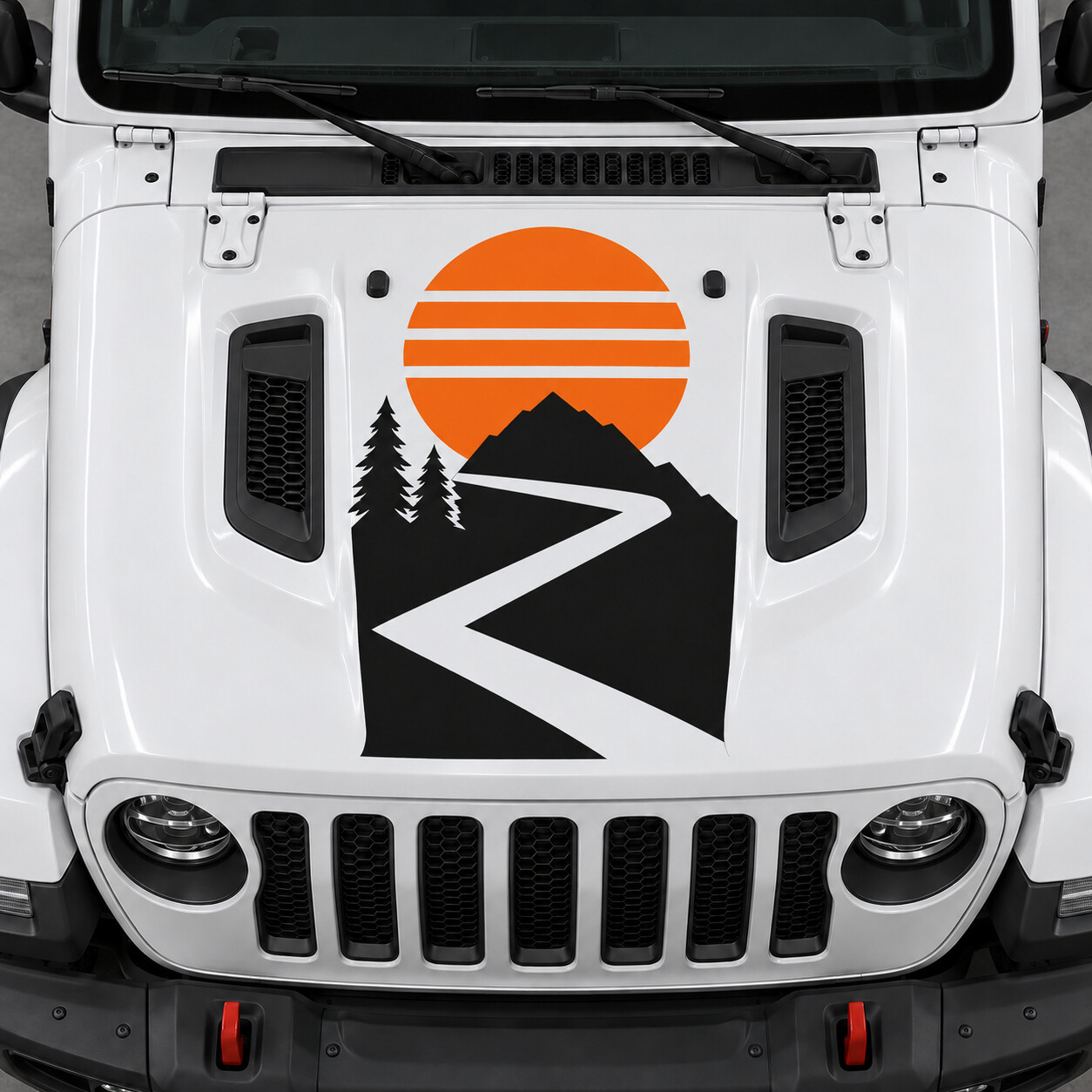Switchback Sundisc Hood Vinyl Decal Sticker for Jeep Wrangler Unlimited Rubicon JL 2018–2026