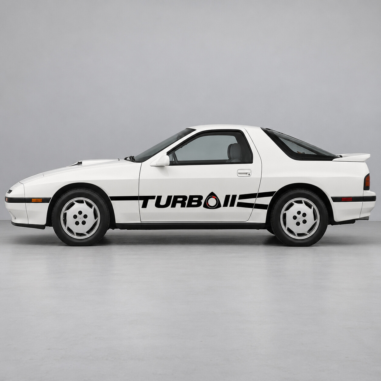 Rotary Turbo Ribbon Stripes Side Vinyl Decal Sticker for Mazda RX-7 Turbo II FC Series 4 Two-Seat Coupe 1987