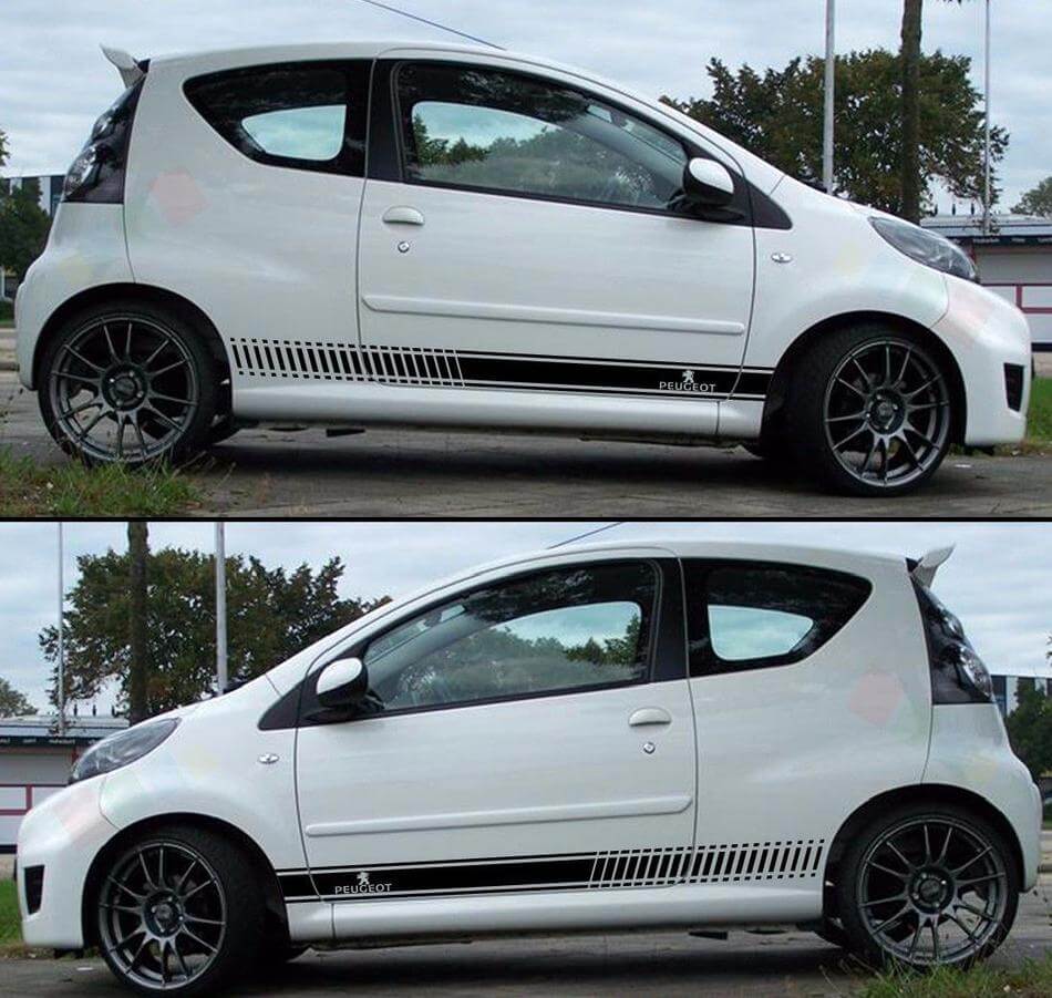Decal Sticker Stripes Kit For PEUGEOT 107 Spoiler Bumper Exhaust Light Front Lip
