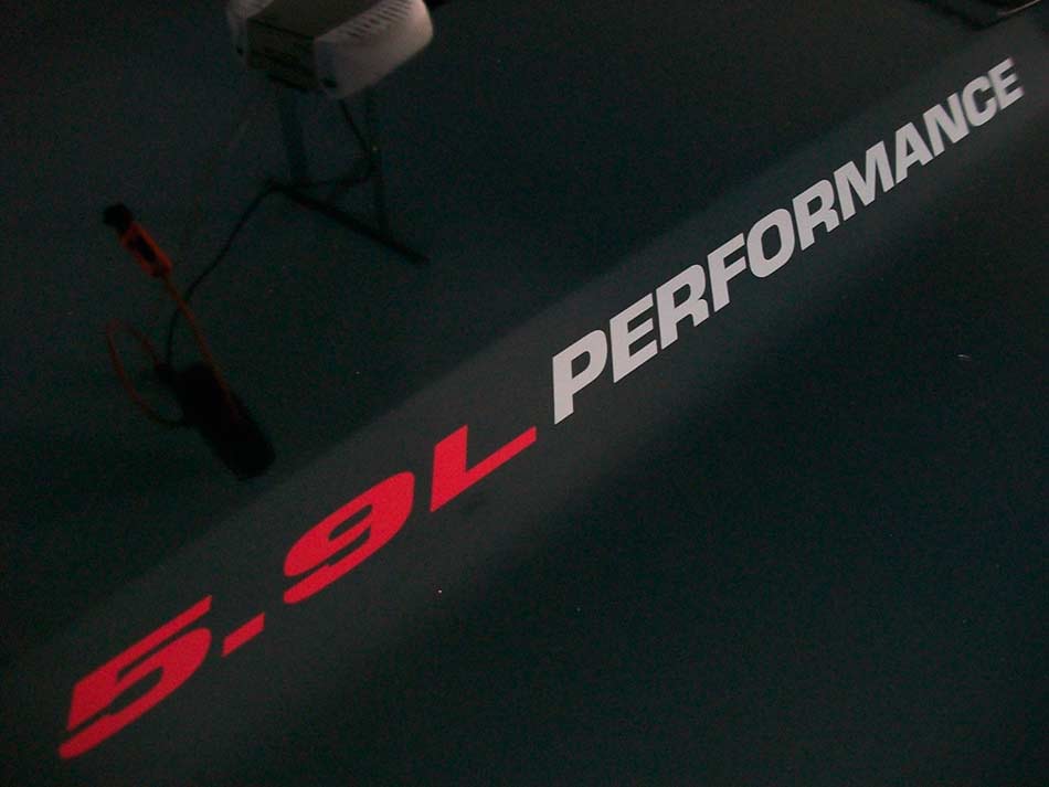 5.9L Performance Hood Vinyl Decal Pair for Dodge Ram Cummins