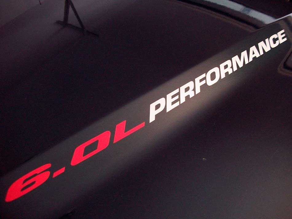 6.0L Performance Bonnet Vinyl Decal For Musclecar F250 Chevy Silverado GMC