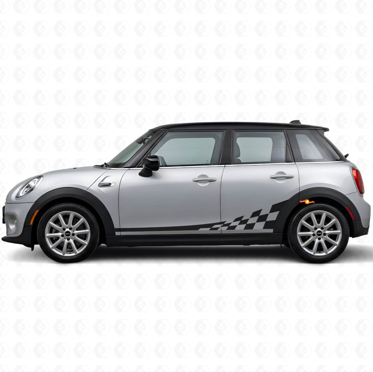 Checkered Flag Side Stripes Vinyl Decals Kit for Mini Cooper F56
