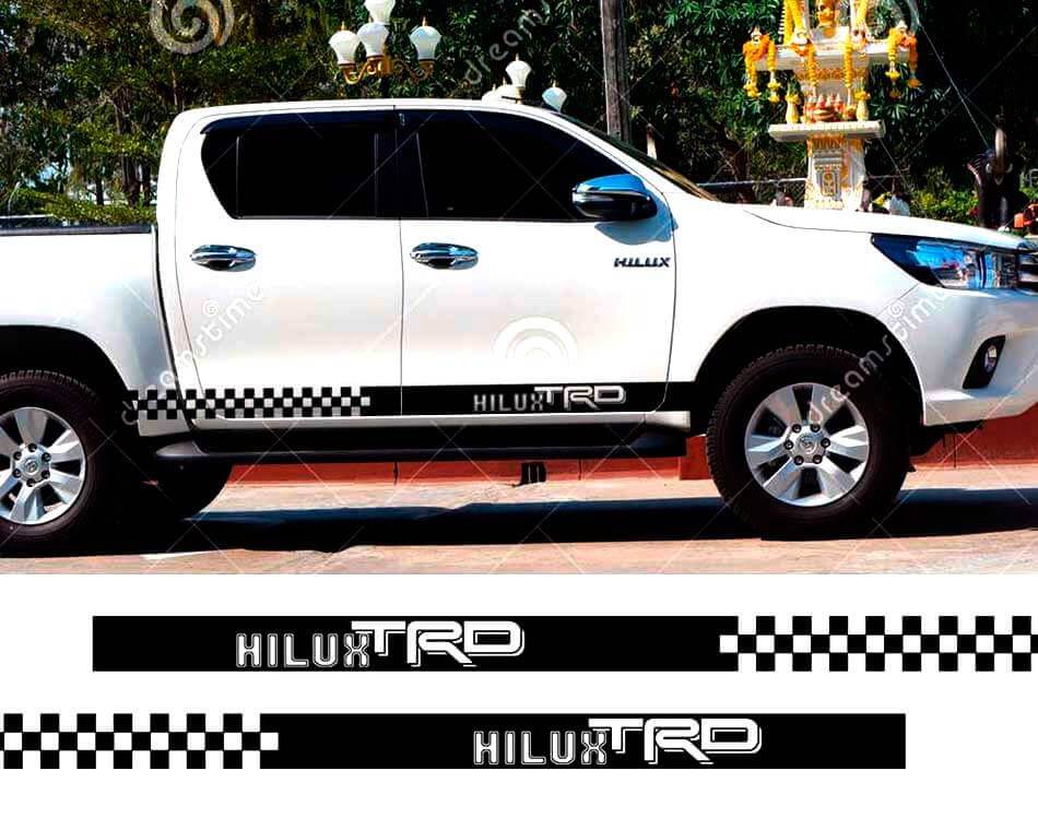 TRD Style Checkered Side Stripe Vinyl Decal Kit for Toyota Hilux