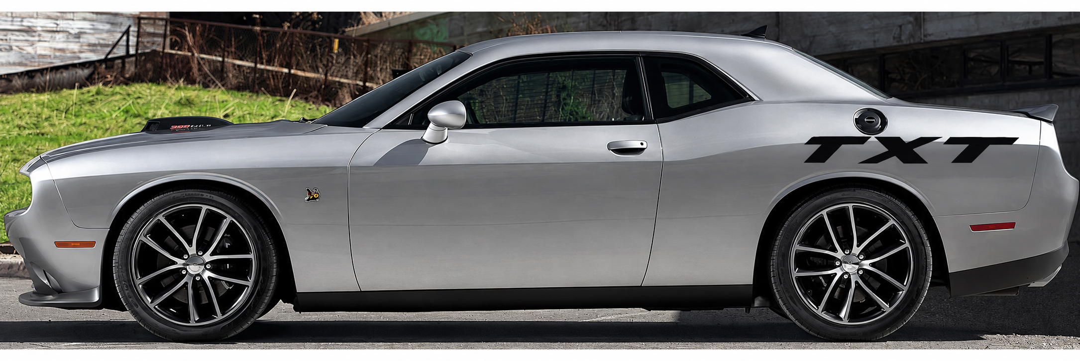Custom Text Wide Italic Lettering Rear Fender Vinyl Decal Sticker for Dodge Challenger SRT, Hellcat