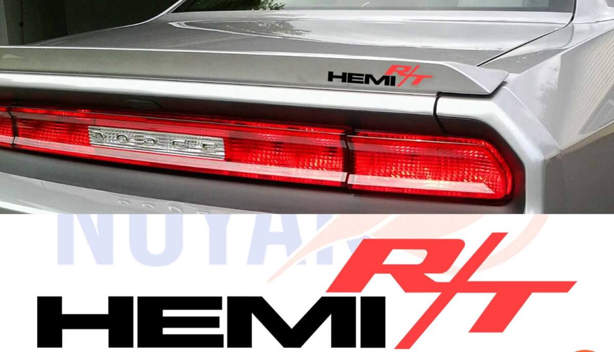HEMI R/T Style Emblem Side Vinyl Decal Set for Dodge Challenger