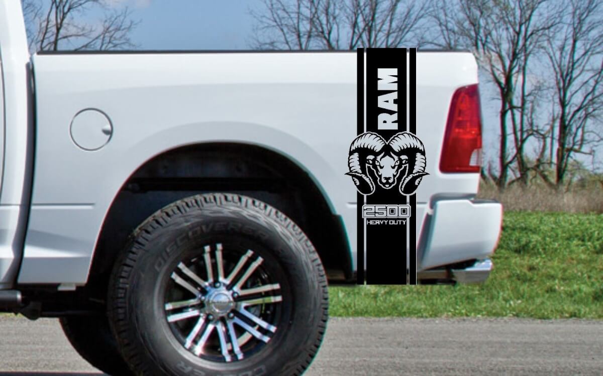 2X DODGE BED FENDER DECALS RAM HEMI 3500 HEAVY DUTY vinyl body decal stickers