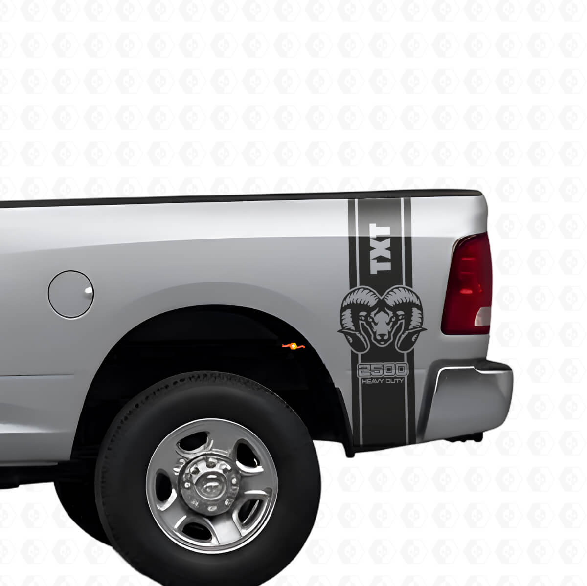 Hemi Custom Text Rear Side Stripes Vinyl Decal Kit for Dodge Ram 1500 2500