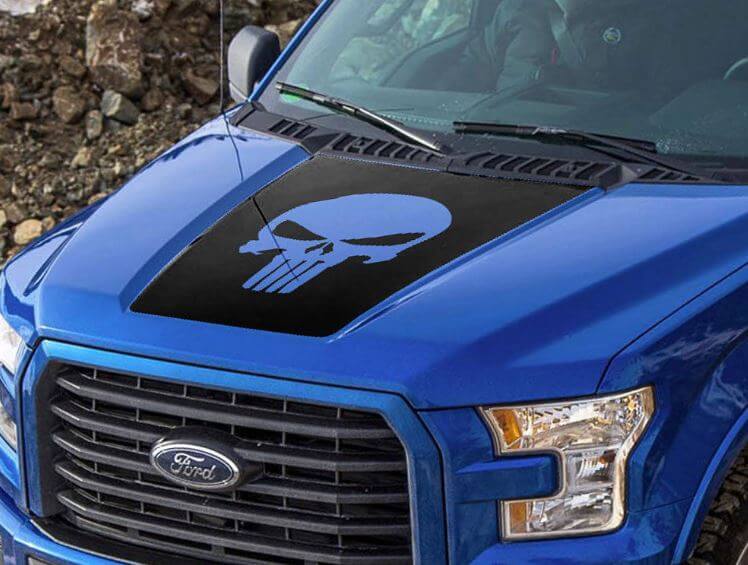 Musclecar truck 2015-2016 Punisher skull hood graphics side stripe decal sticker