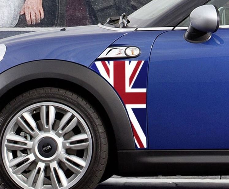 A Panel Mini Cooper R56 Union Jack UK flag fender graphic decal sticker
