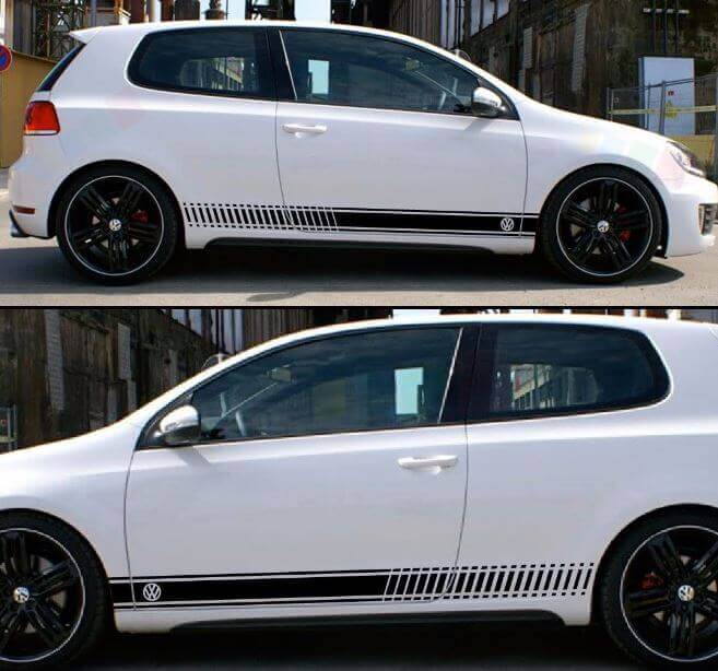 Checkered Side Stripe Vinyl Decal Kit for Volkswagen VW Golf GTI MK1-MK7