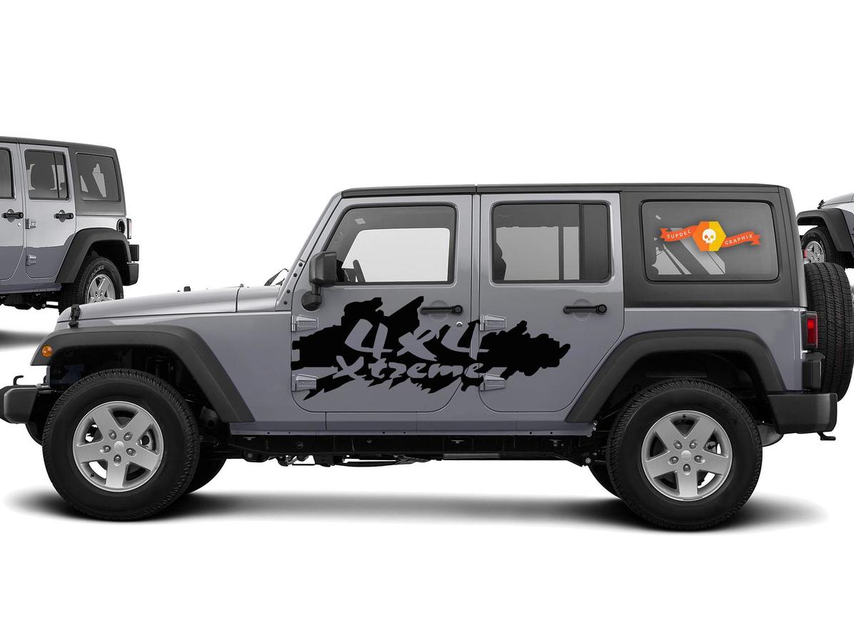 Xtreme 4x4 Mud Splash Style Side Vinyl Decal Sticker for Jeep Wrangler