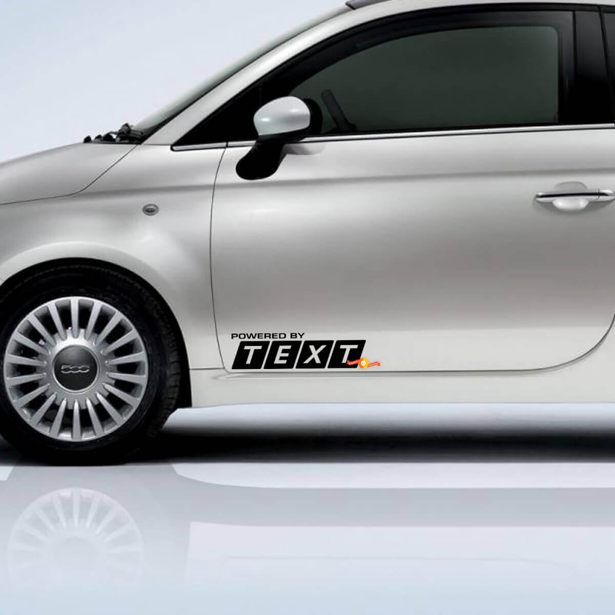 Propulsé par Autocollant en vinyle texte personnalisé Emblème Logo Graphique pour Fiat 500 Abarth