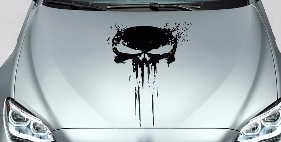 Punisher Skull Splash Style Hood Vinyl Decal Sticker for Cars