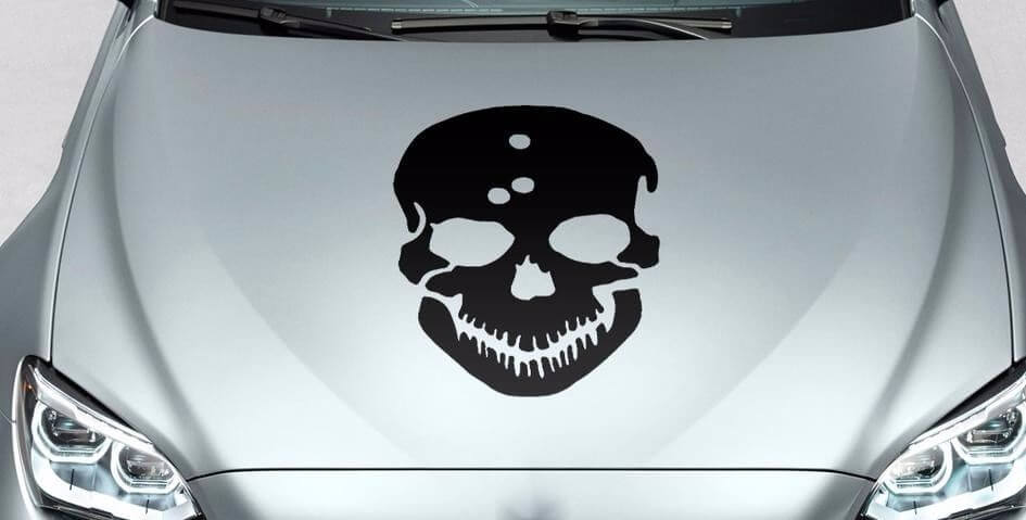 Skull bullet holes hood side vinyl decal sticker for car track wrangler fj etc
