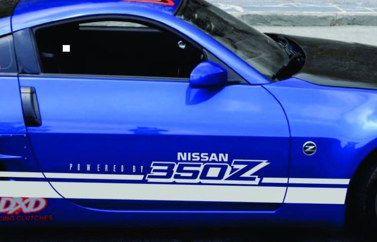 Powered by 350Z Rocker Panel Stripes Vinyl Decals for Nissan 350Z