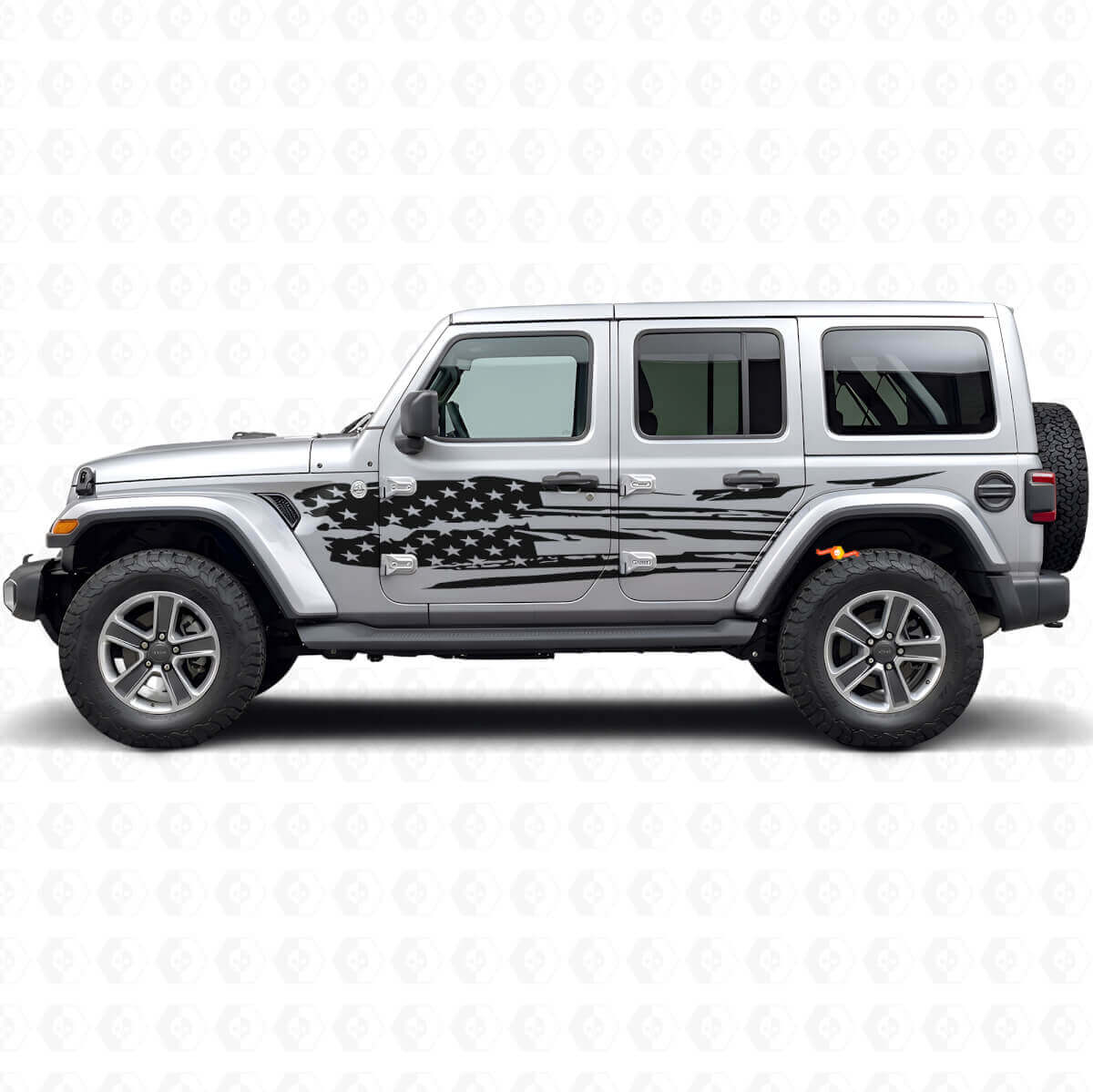 Distressed American Flag Side Vinyl Decal Set for Jeep Wrangler
