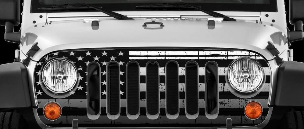 Adhesive pour calandre avant drapeau américain usé pour Jeep Wrangler JK 2007-2018