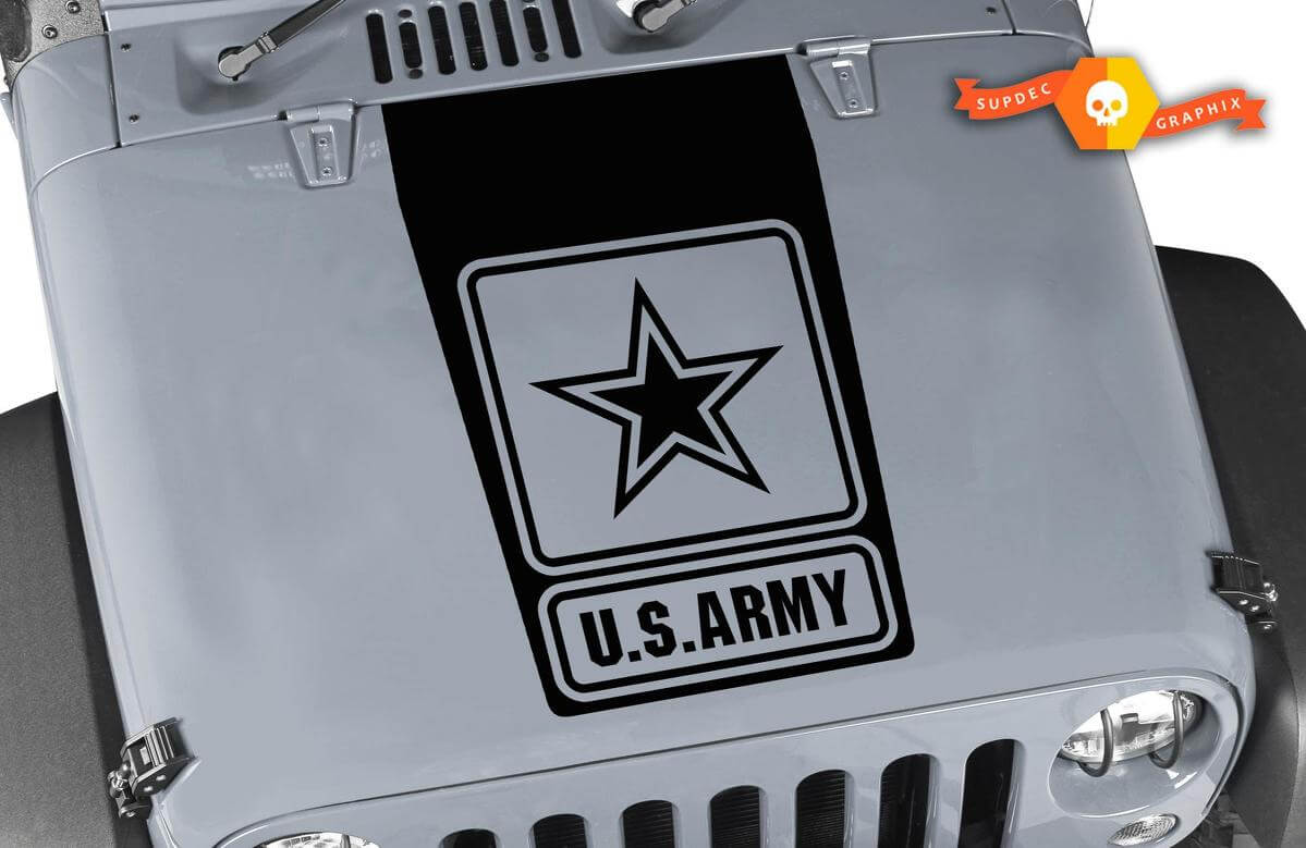 U.S. Army Star Hood Vinyl Decal for Jeep Wrangler JK JKU TJ LJ
