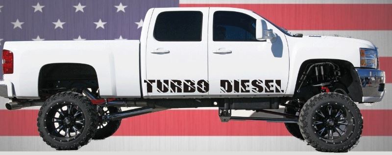2 Turbo Diesel Rocker Panel Vinyl Decals Gmc Chevy Ford Superduty Diesel Trucks