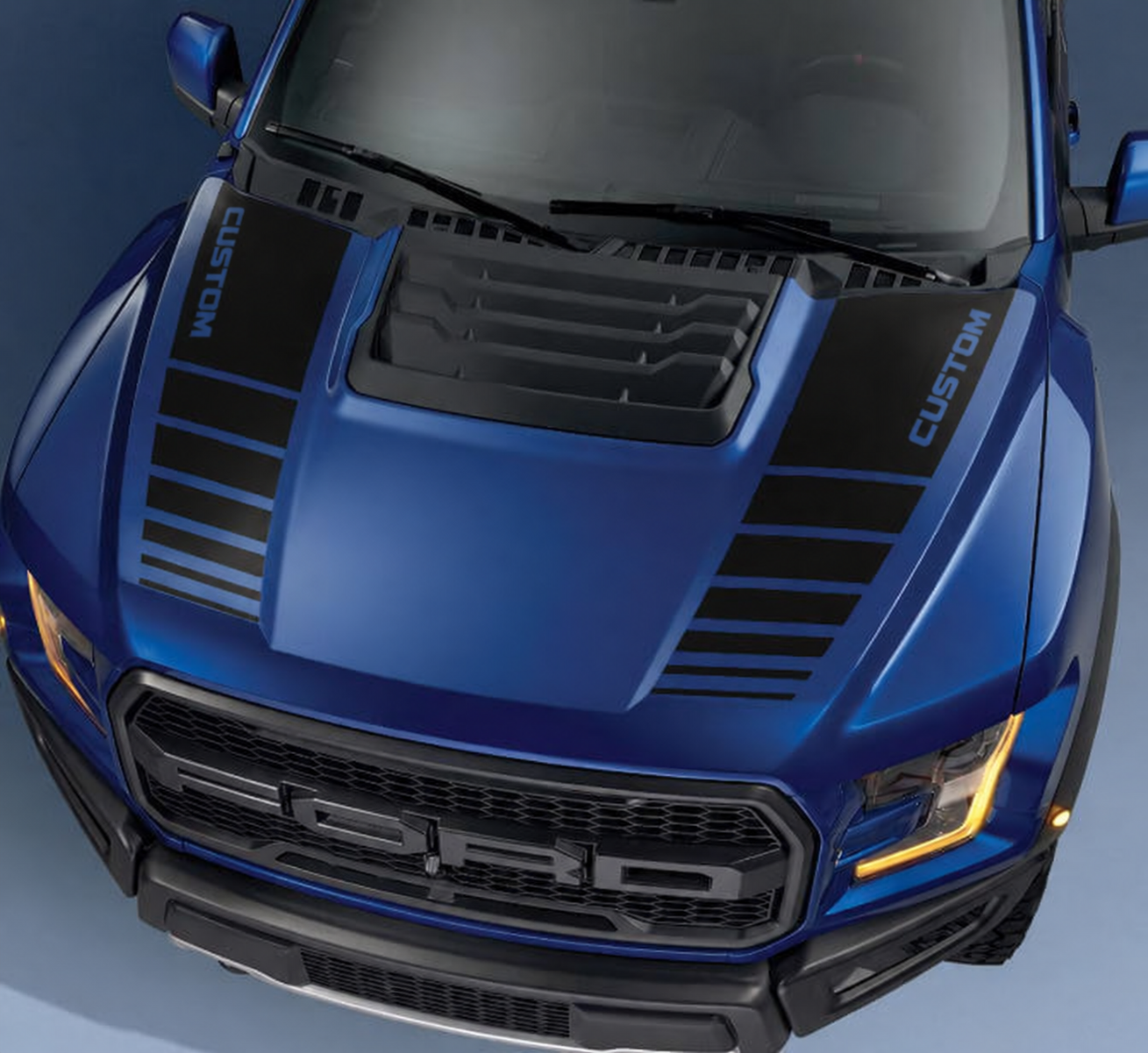CUSTOM Dual Strobe Stripes Hood Vinyl Decal Sticker for Ford F-150 2017
