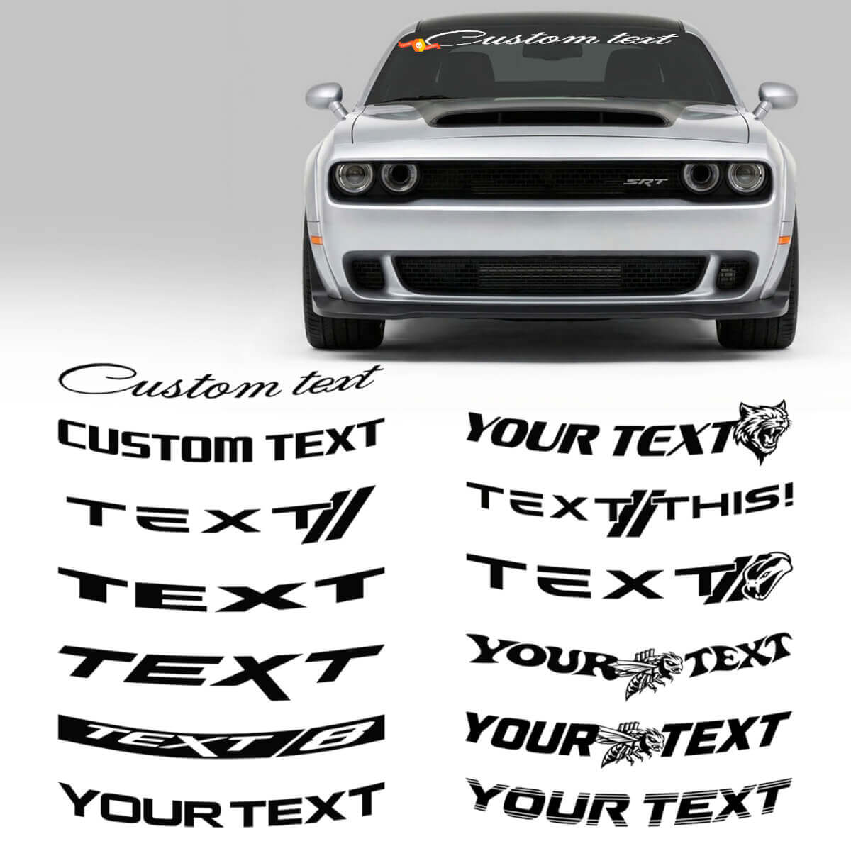Custom Lettering Wide Windscreen Banner Vinyl Decal Sticker for Dodge Challenger