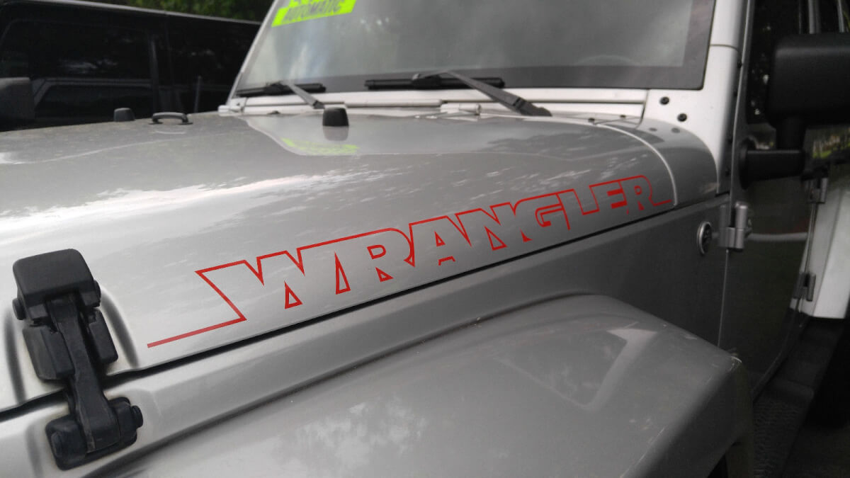 2pcs NEW WRANGLER Hood Side Sticker Decal Graphic JEEP WRANGLER RUBICON SAHARA Any Color
