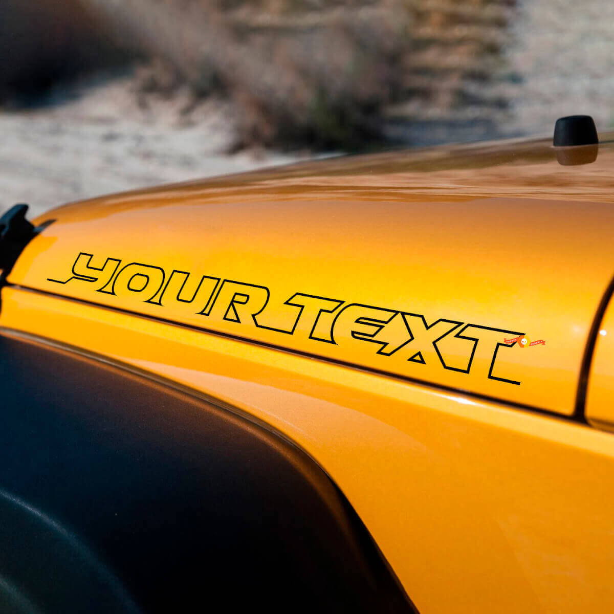 Outline Lettering Hood Side Vinyl Decal Kit for Jeep Wrangler Rubicon Sahara