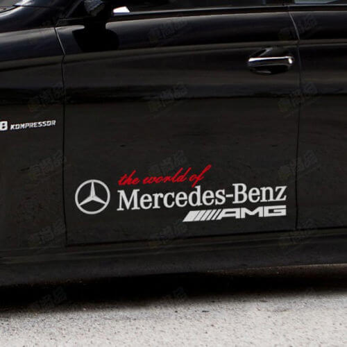 Pair the World of Mercedes Benz AMG Vinyl Car Auto Logo Decal Sticker
