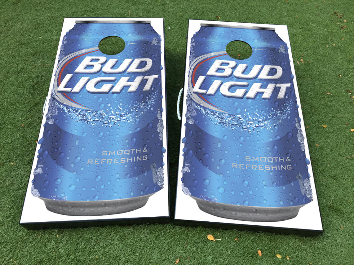 Bud Light Beer Can Cornhole Board Vinyl Wrap Decal Set