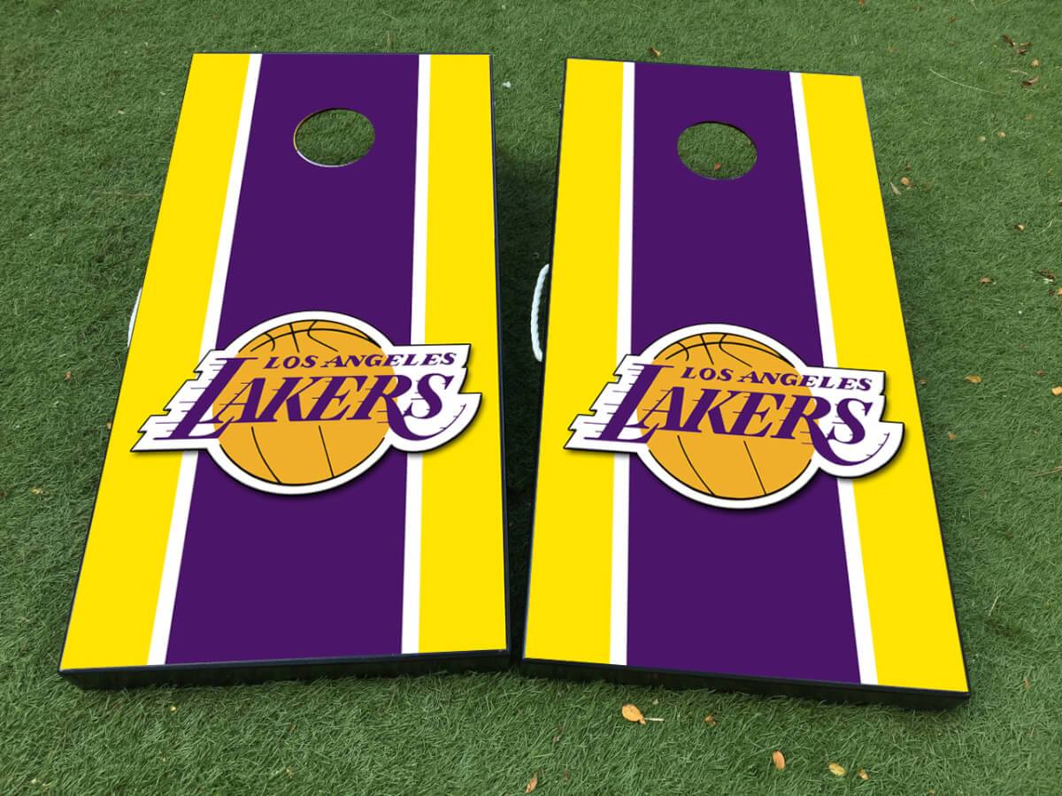 Los Angeles Lakers Style Cornhole Board Vinyl Wrap Decal Set