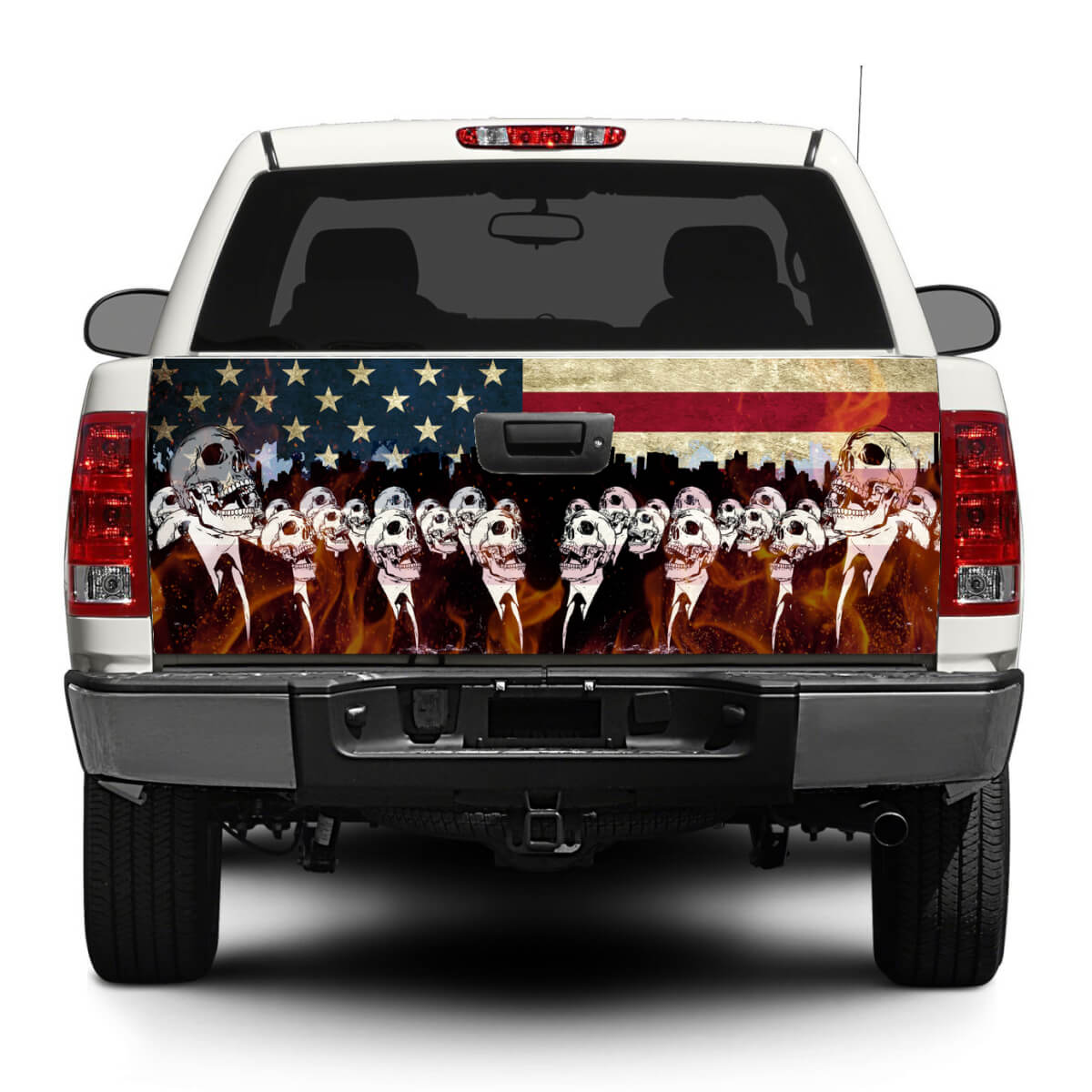 Zombie & USA Flag Tailgate Vinyl Decal for Pick-up Trucks SUVs