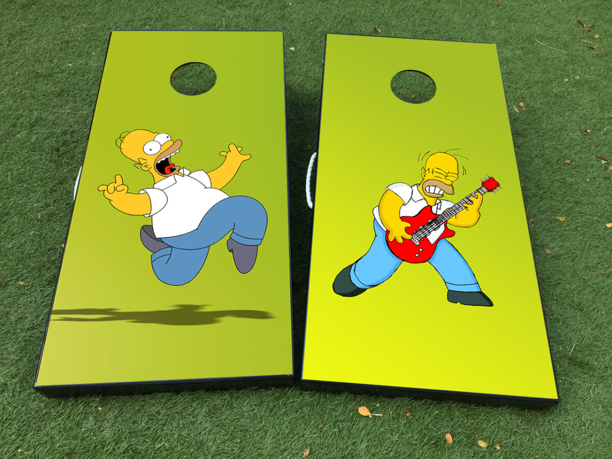 Homer Simpson Dizzy and Rock Style Cornhole Board Vinyl Wrap Decals