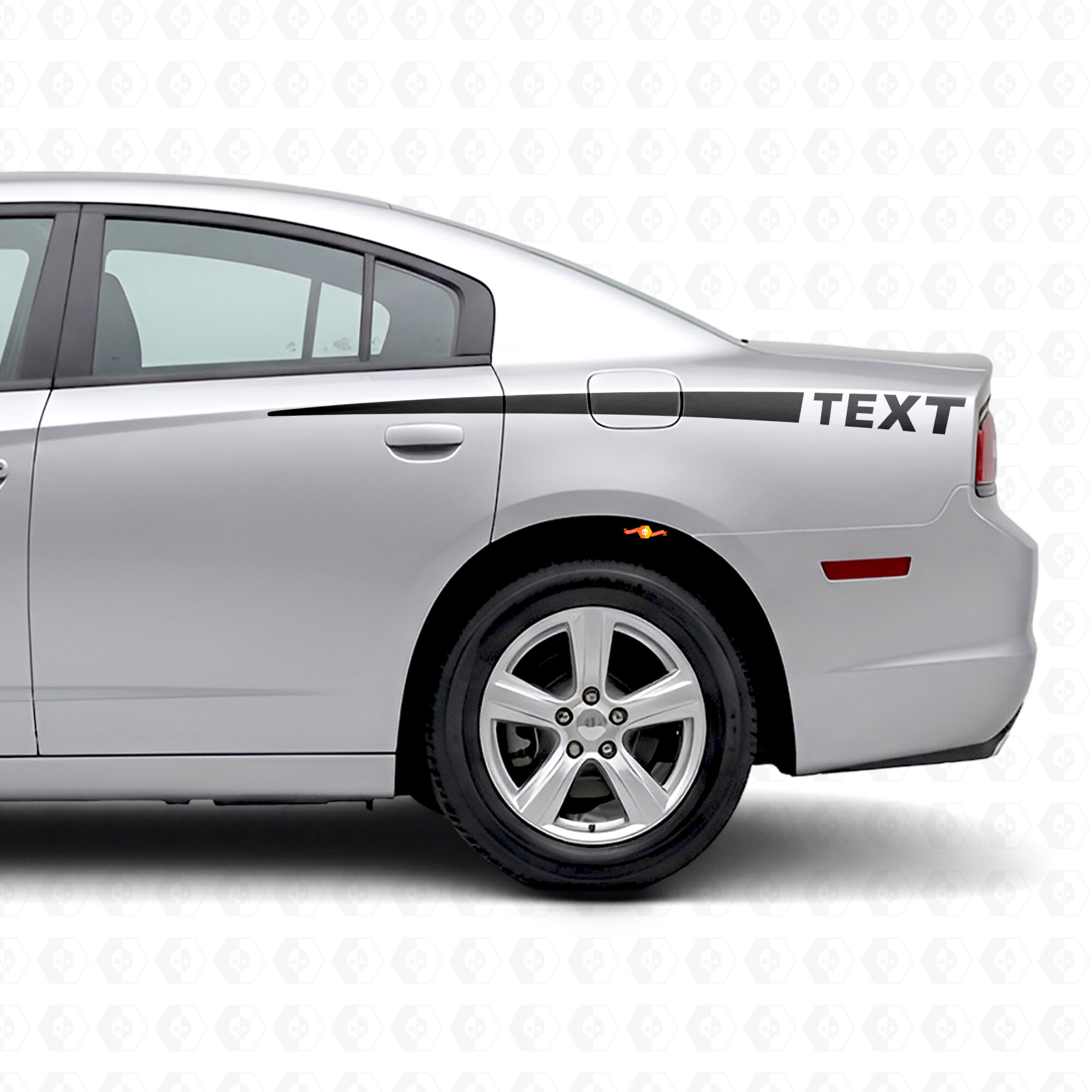 Personal Text & Tapering Stripes Side Vinyl Decal Sticker for Dodge Charger 2011-2014