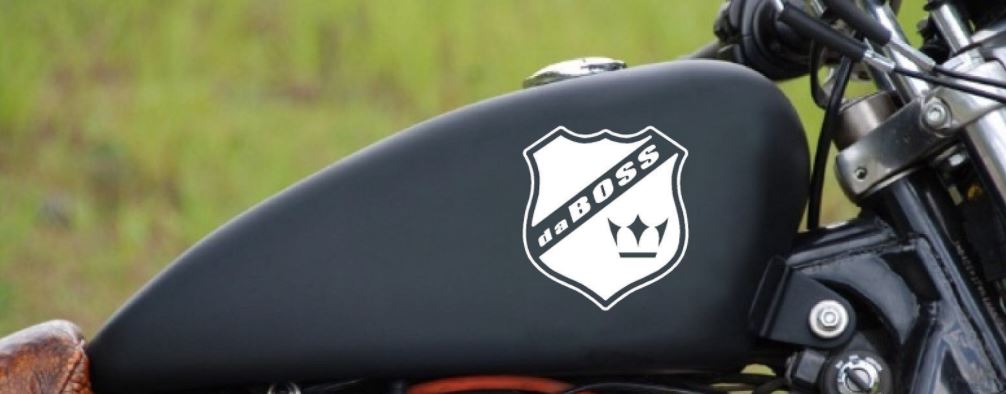 Motorcycle Decal Sticker daBOSS Gas Fuel Tank sport racing emblem logo color WHT