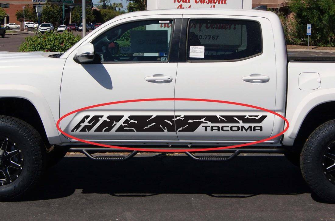 Grunge Style Stripes Side Door Vinyl Decal Sticker for Toyota Tacoma 2004-2017
