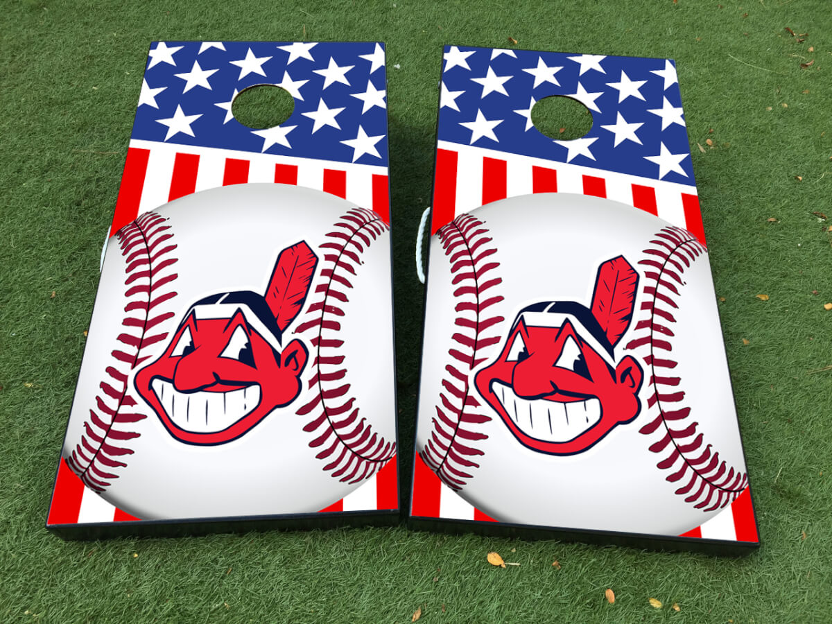 Cleveland Indians Baseball Cornhole Board Vinyl Wrap Decal Set