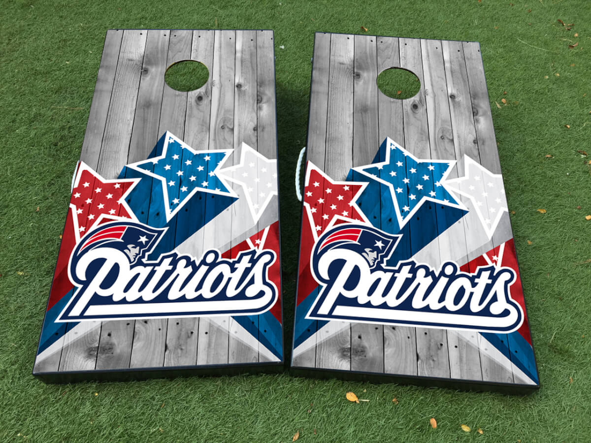 Patriots Football-Inspired Cornhole Board Vinyl Wrap Decal Set