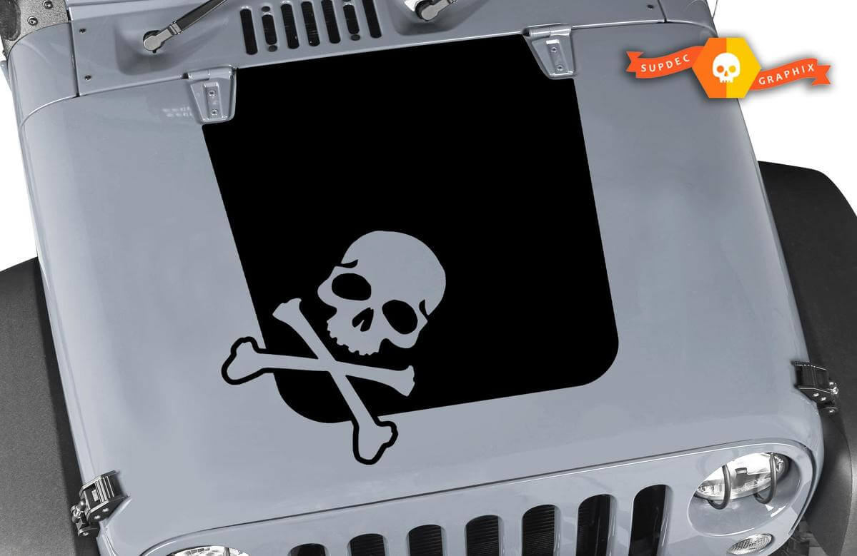 Vinyl Skull Hood Black Out for 07-17 Jeep Wrangler and Wrangler Unlimited JK