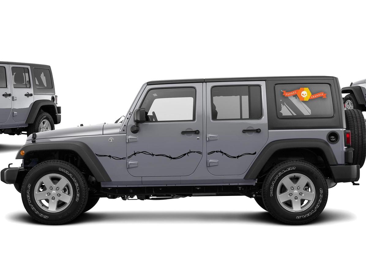 Barbed Wire Side Stickers Decals for 07-17 Jeep Wrangler Unlimited JK 4 Door
